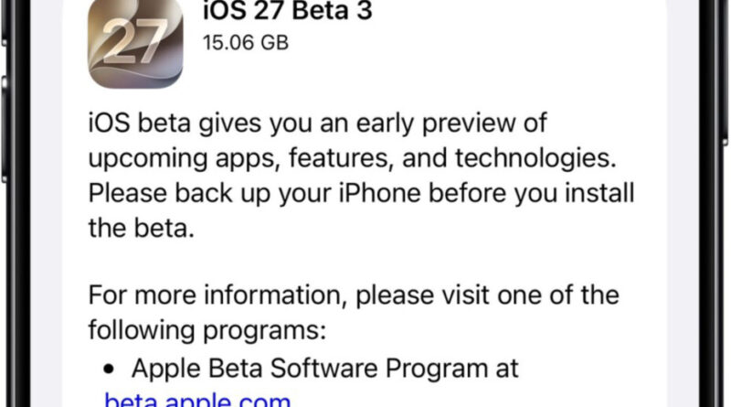Apple déploie la bêta 3 d’iOS 27 avec nouveau Siri AI.