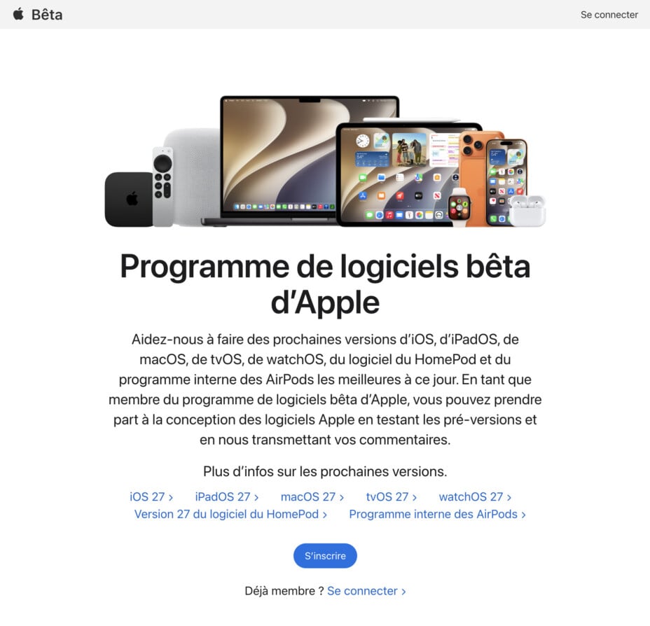 Apple lance les bêtas publiques d’iOS 27, iPadOS 27 et macOS 27.