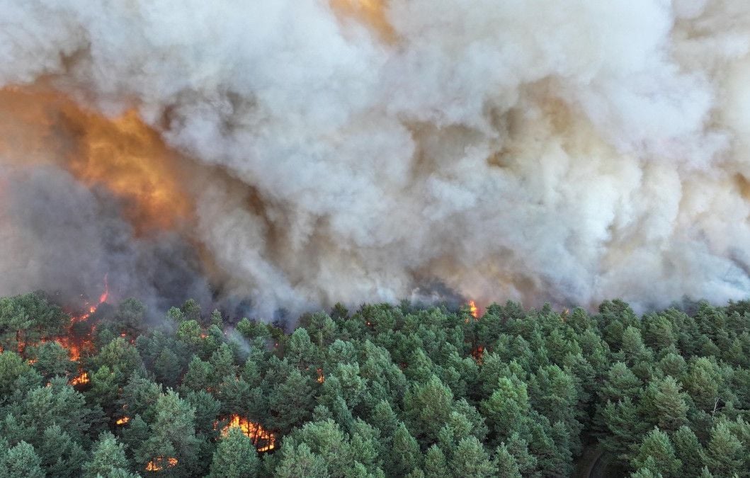 Canicule et incendies : Canadair mobilisés à Fontainebleau contre le feu.