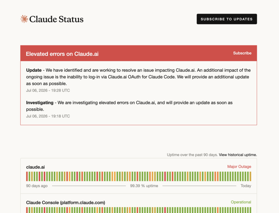 Claude : l’application web d’Anthropic est en panne, API et Claude Code fonctionnent