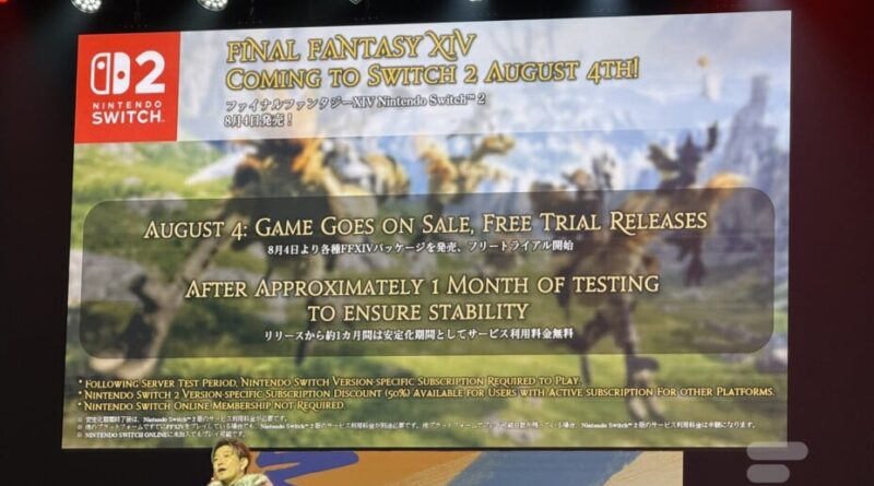 Final Fantasy XIV débarque sur Nintendo Switch 2 le 4 août : premier MMORPG majeur.