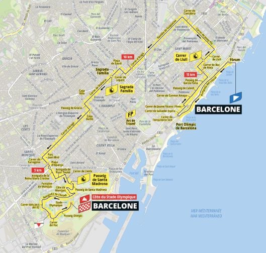 Le parcours de la 1re étape du Tour de France samedi