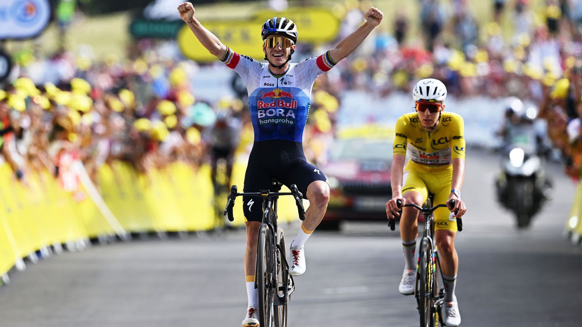 Tour de France 2026 : Remco Evenepoel remporte face à Pogacar au Plateau de Solaison !