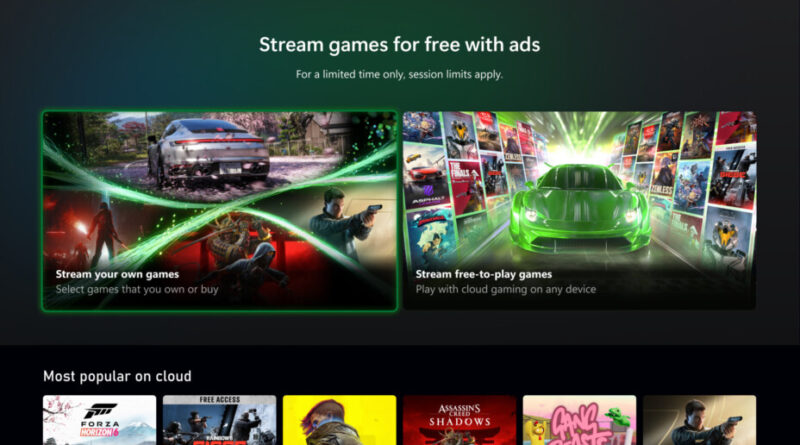 Xbox Cloud Gaming introduit une offre gratuite avec publicité.