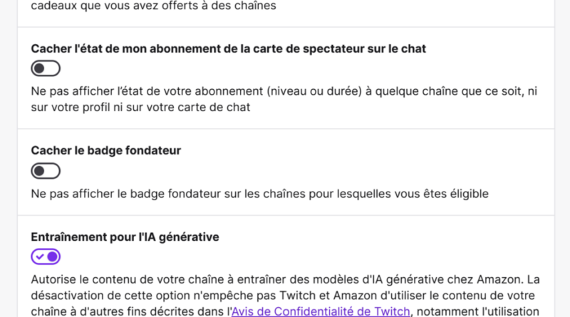 Amazon utilise Twitch pour former son IA : comment refuser