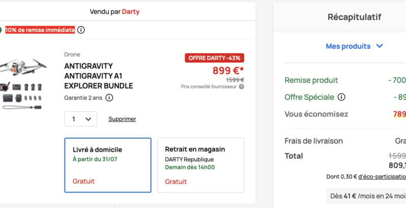 Antigravity A1 : le prix du drone FPV 360° léger chute de 50 %