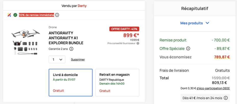 Antigravity A1 : le prix du drone FPV 360° léger chute de 50 %
