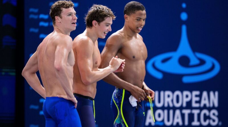 Championnats d’Europe de natation : Léon Marchand et le relais français en argent sur 200 m