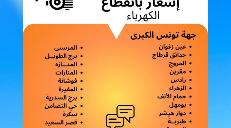 Coupures d’électricité ce soir dans plusieurs zones du Grand Tunis