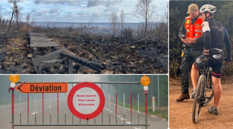 Incendie dans les Fagnes : la zone demeure interdite d’accès, routes fermées.