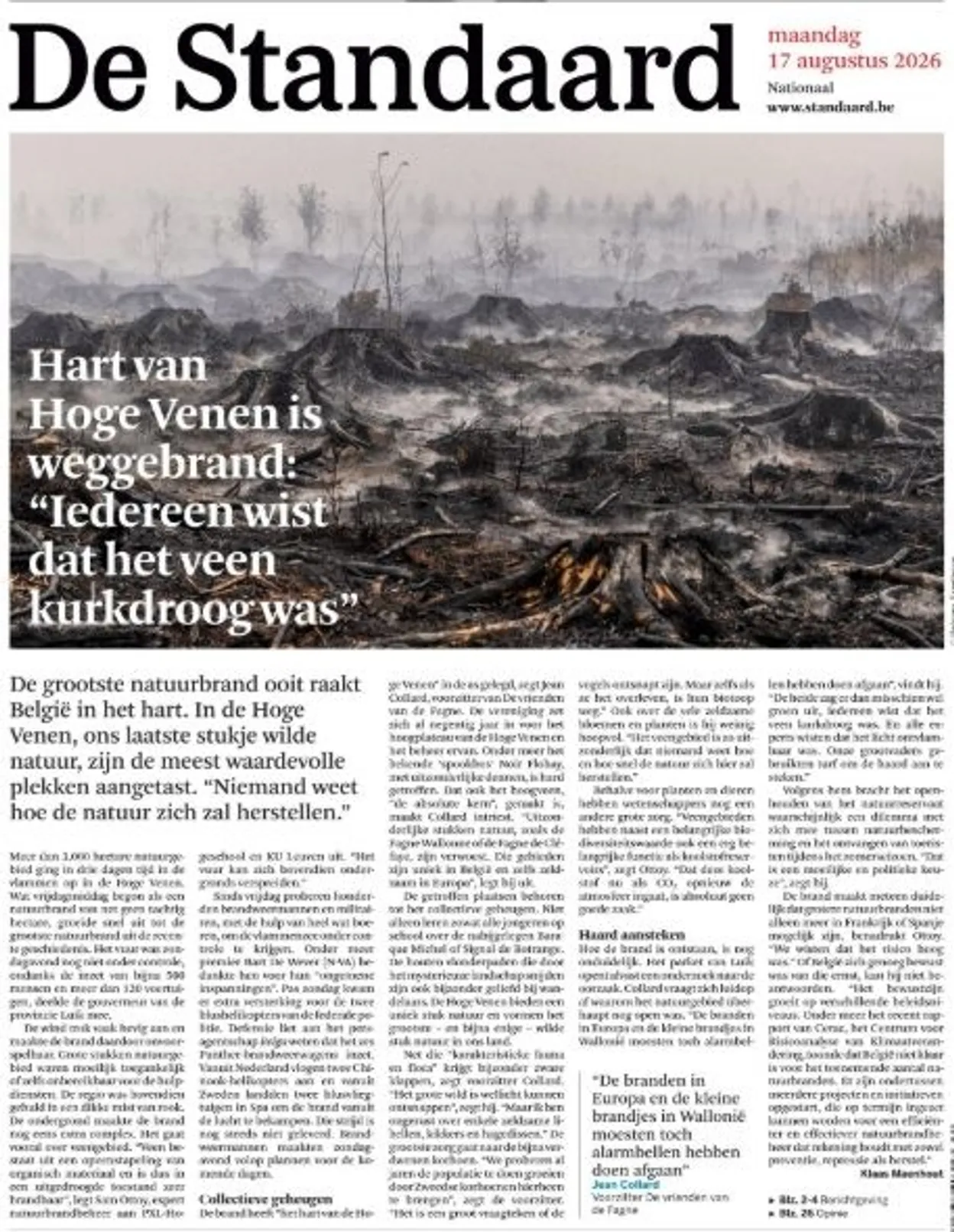 Incendie dans les Hautes Fagnes : questions déjà soulevées dans la revue de presse