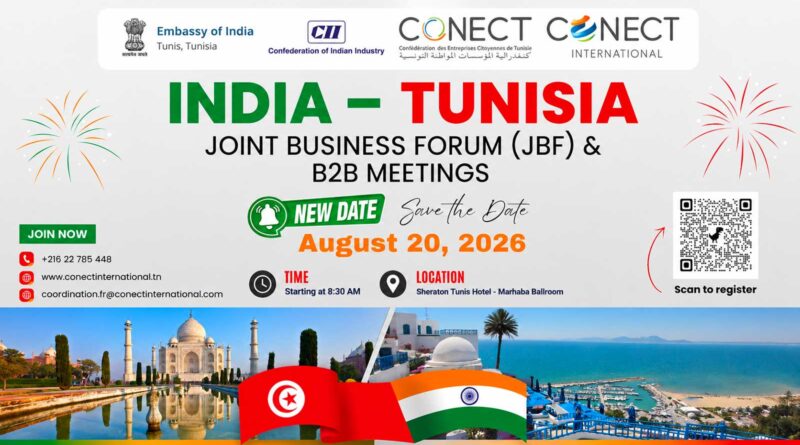 Le 20 août 2026, la Tunisie reçoit le Forum d’affaires tuniso-indien.