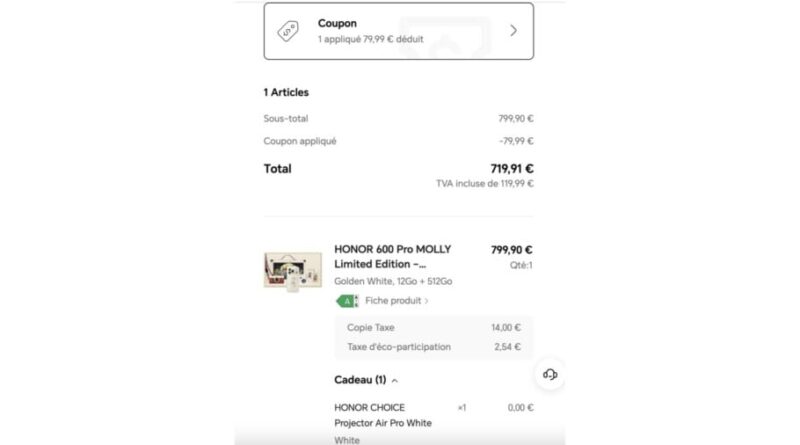 Le Honor 600 Pro à 80 euros de moins avec vidéoprojecteur offert.