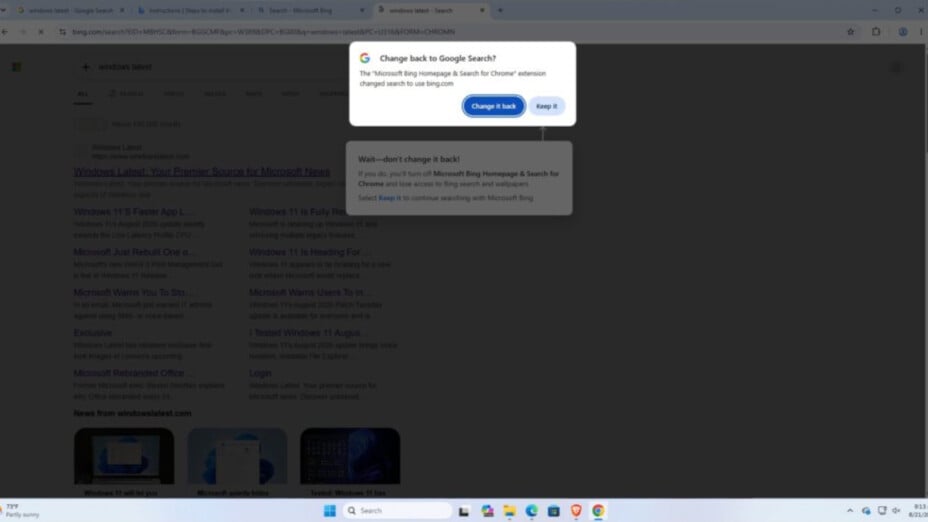 Microsoft lance une application pour définir Bing comme moteur de recherche par défaut.
