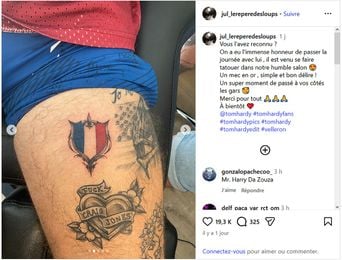 Tom Hardy affirme son amour pour la France avec un tatouage.