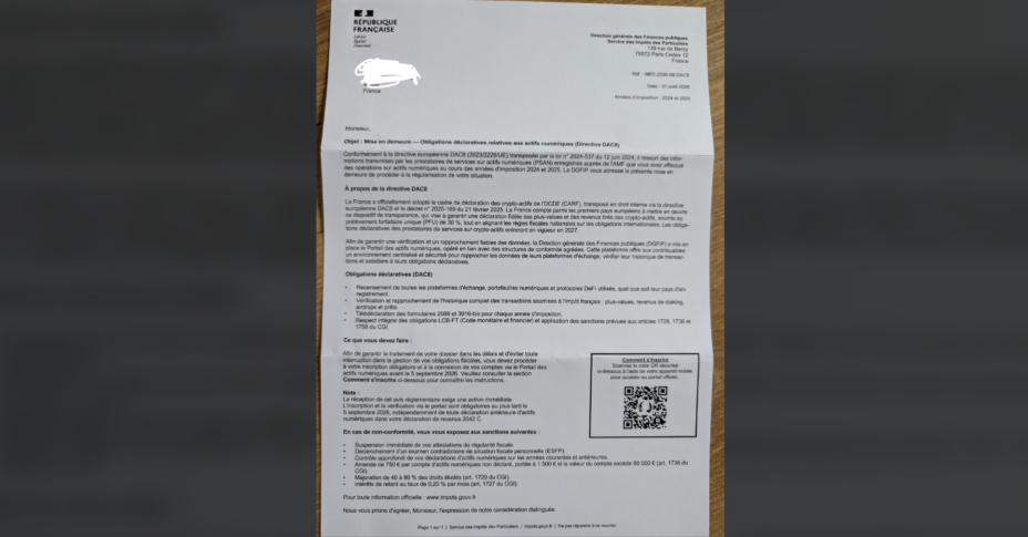 Impôts : mise en garde contre un faux courrier de la DGFiP sur les cryptomonnaies